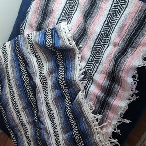 🔥 Pink+Blue Mexican Indian Blankets